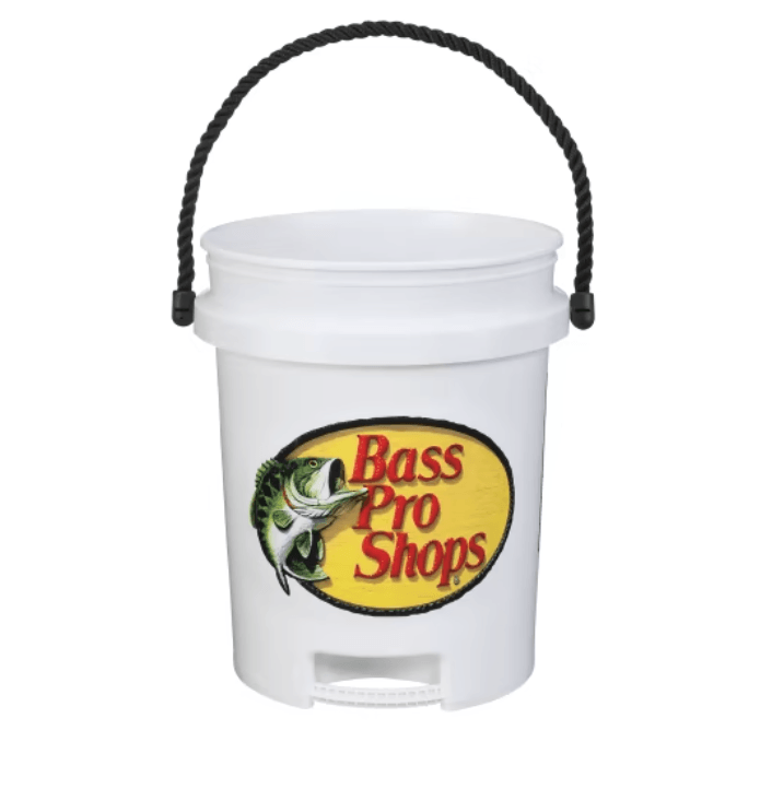 Bass Pro Shops Logo 5-Gallon Plastic Bucket with Rope Handle Fishing Starter Guide 